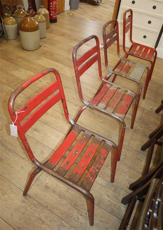 Four Italian painted metal chairs